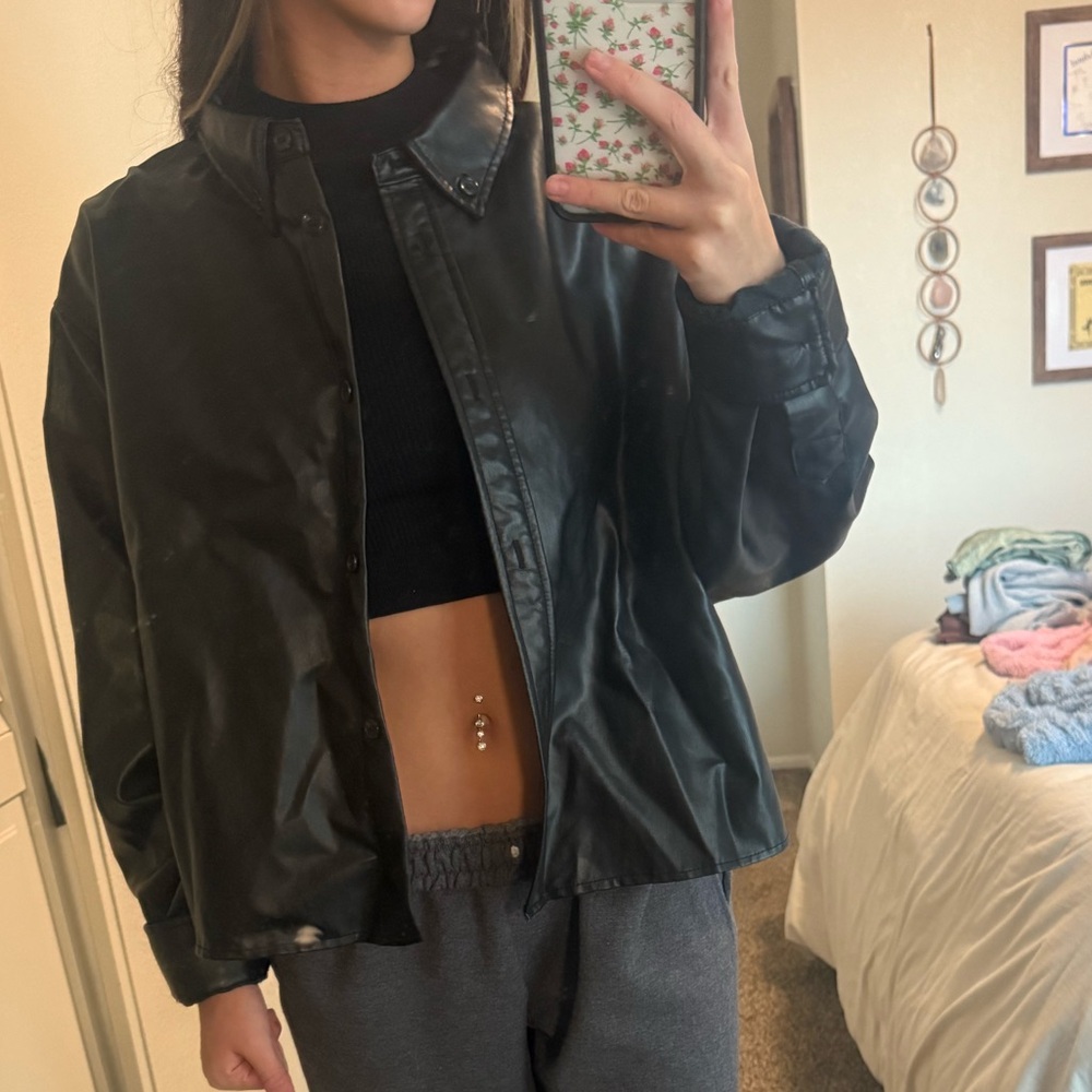 Zara Black Faux Leather Jacket